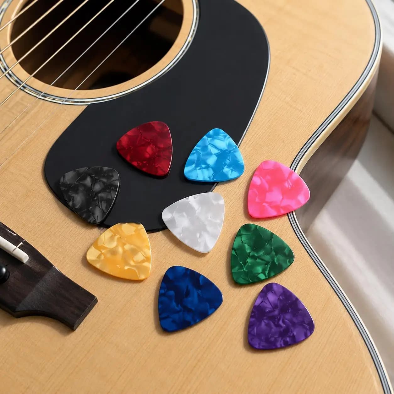 0.46mm Celluloid Picks Assorted Pack – 5~100PCS Smooth Surface Plectrums for Acoustic Guitar & Bass String Instruments TMZ