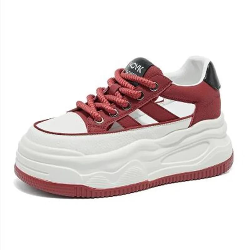 Scarpe da ginnastica con plateau in vera pelle da 8 cm Scarpe con zeppa per donna Sandali traspiranti Scarpe casual autunnali Tacco nascosto Zapatillas Muje