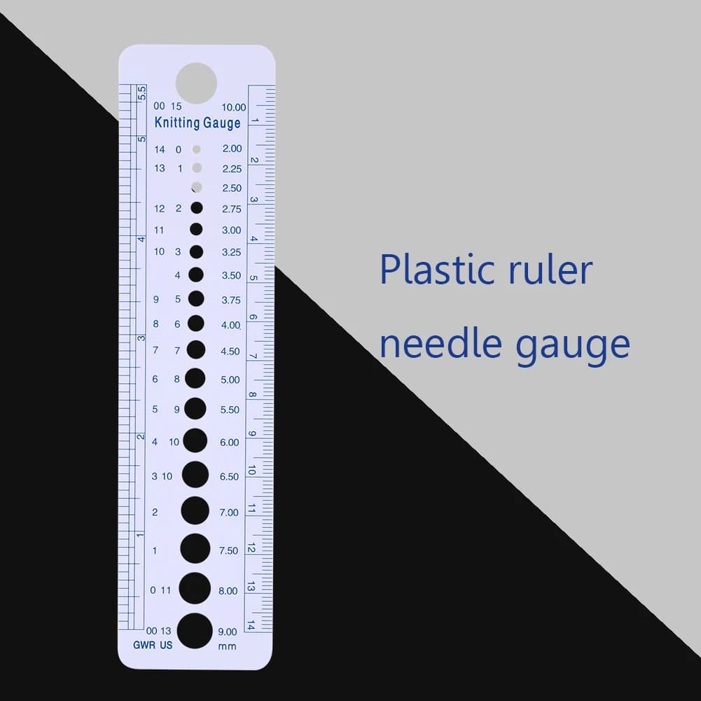 Righello per quilting e patchwork, calibro per ferri da maglia in plastica, righello per misurazioni in pollici e cm, strumenti da cucito, misure US UK Canada 2-10mm, accessori per cucito