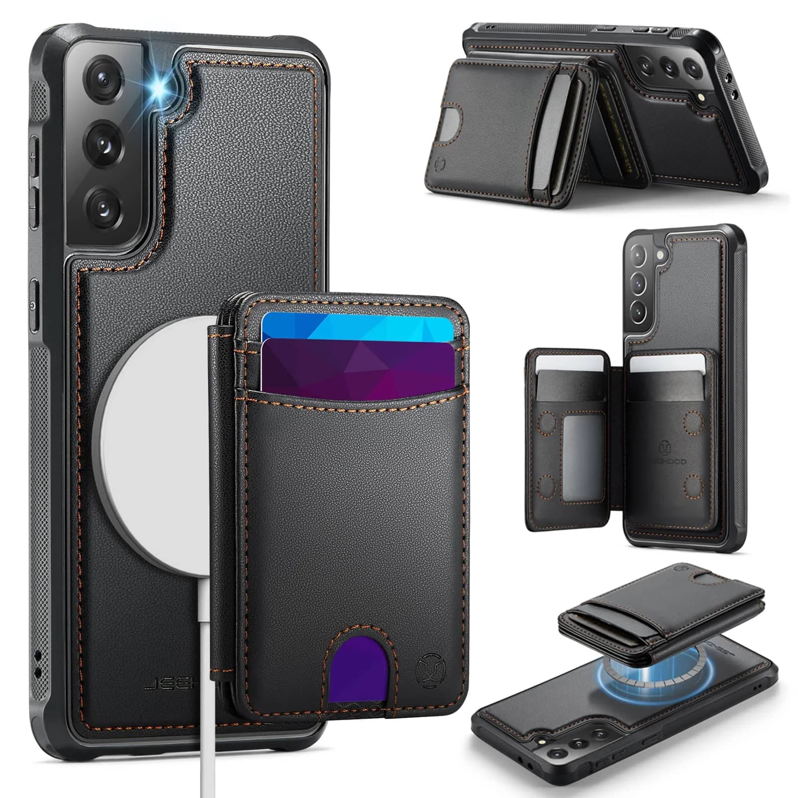 Per Samsung Galaxy Note 20 Ultra 10 Plus Custodia a portafoglio, porta carte magnetico con blocco RFID 2 in 1 cavalletto staccabile antiurto