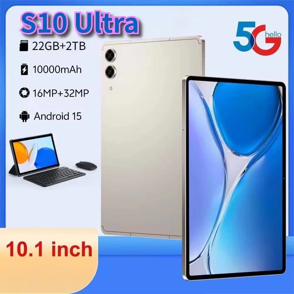 Global Edition S10 Ultra Tablet PC Originale Android 15 Gioco Tab 10000mAh 22GB + 2TB Tablet 5G Dual SIM WIFI Per Bambini Bambini