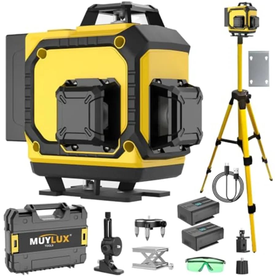 Livella Laser 16 Linee con Treppiede da 1M, Laser a Croce Verde 4x360 con Autolivellamento, Strumento per Livellamento e Posizionamento Immagini