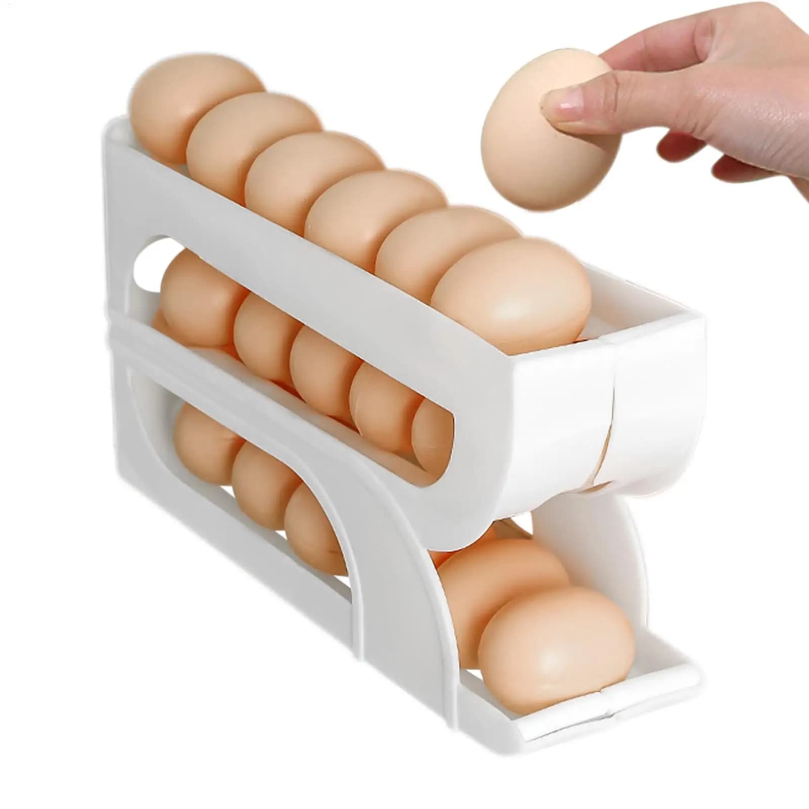 Contenitore per Uova da Frigorifero a 3 Livelli, Portauova Automatico Rotante, Porta Alimenti per Preparazione Pasti, Dispensa e Cucina