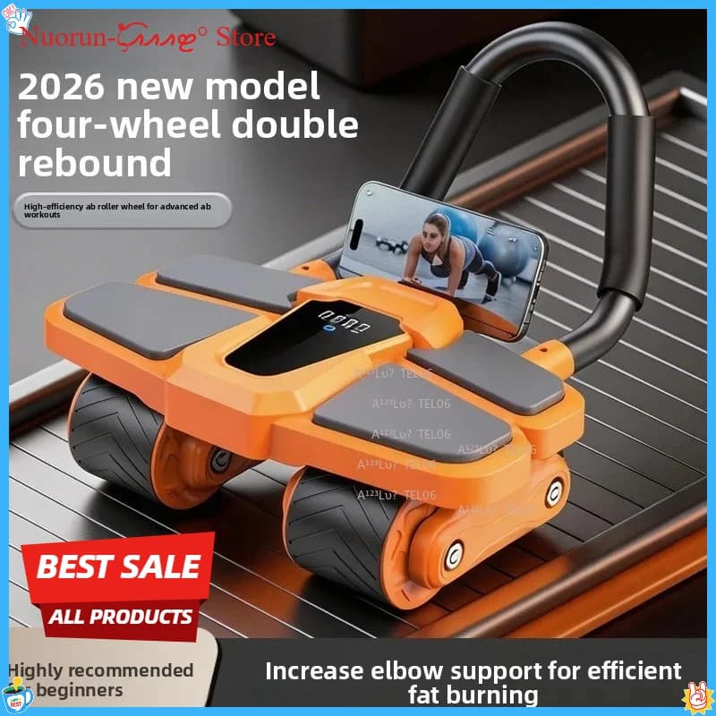 Automatic Rebound Ab Wheel Roller 4 Wheels for Home Fitness Core Training Exercise