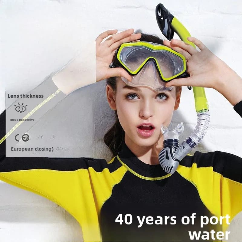Professional Underwater Mask Set with Dry Tube, Anti-Accommodation Occhialini with Large Montatura, Adult Diving Equipment