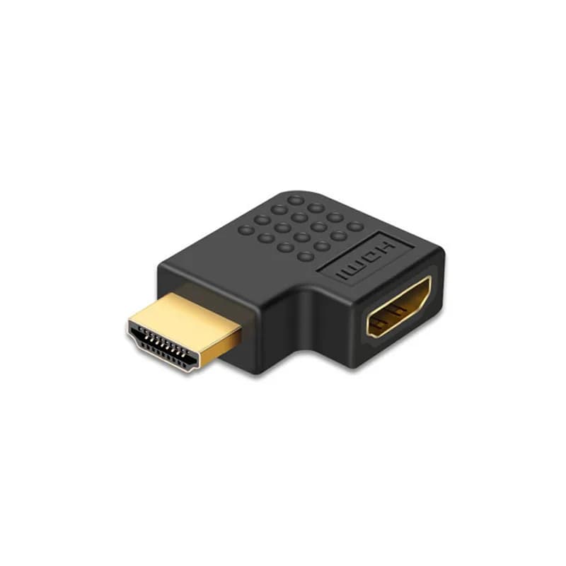 3-piece rectangle male-female HDMI adapter from 90 degrees - Gold plated connector for PC/ LCD/TV