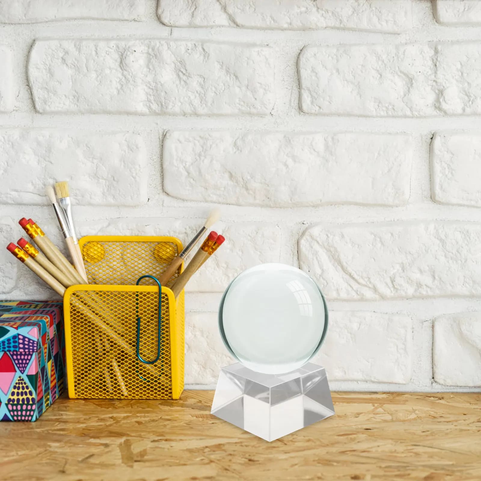 Base per Sfera di Cristallo Trasparente a Forma di Trapezoide, Supporto da Tavolo Decorativo per Sfera di Cristallo, Piedistallo per Camera da Letto e Soggiorno