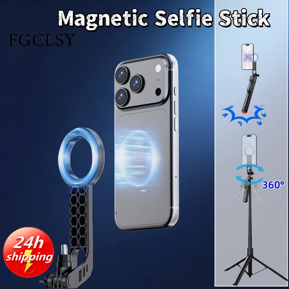 Magnetic Aluminum Alloy Selfie Stick Tripod 1830mm Auto‑Open Landing Telescopic Holder for Phone Action Camera Vlog Shooting