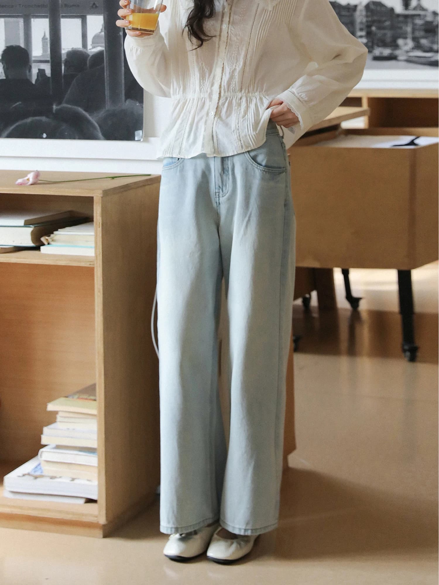 Fashionable Retro Washed Denim Jeans High Waist Cotton Straight Leg Loose Fit Women's Spring Seasonal Clothing by ETERNAL SUMMER