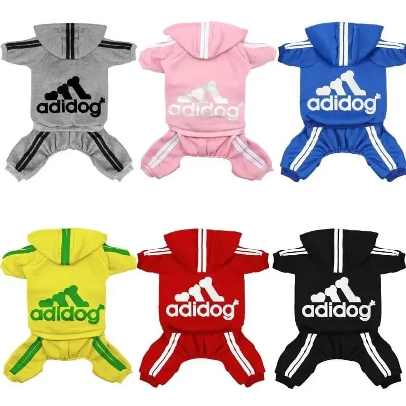 Abbigliamento Adidog: Tuta calda per cani, vestiti per cuccioli, felpe con cappuccio, giacca per Yorkie e Bulldog Francese