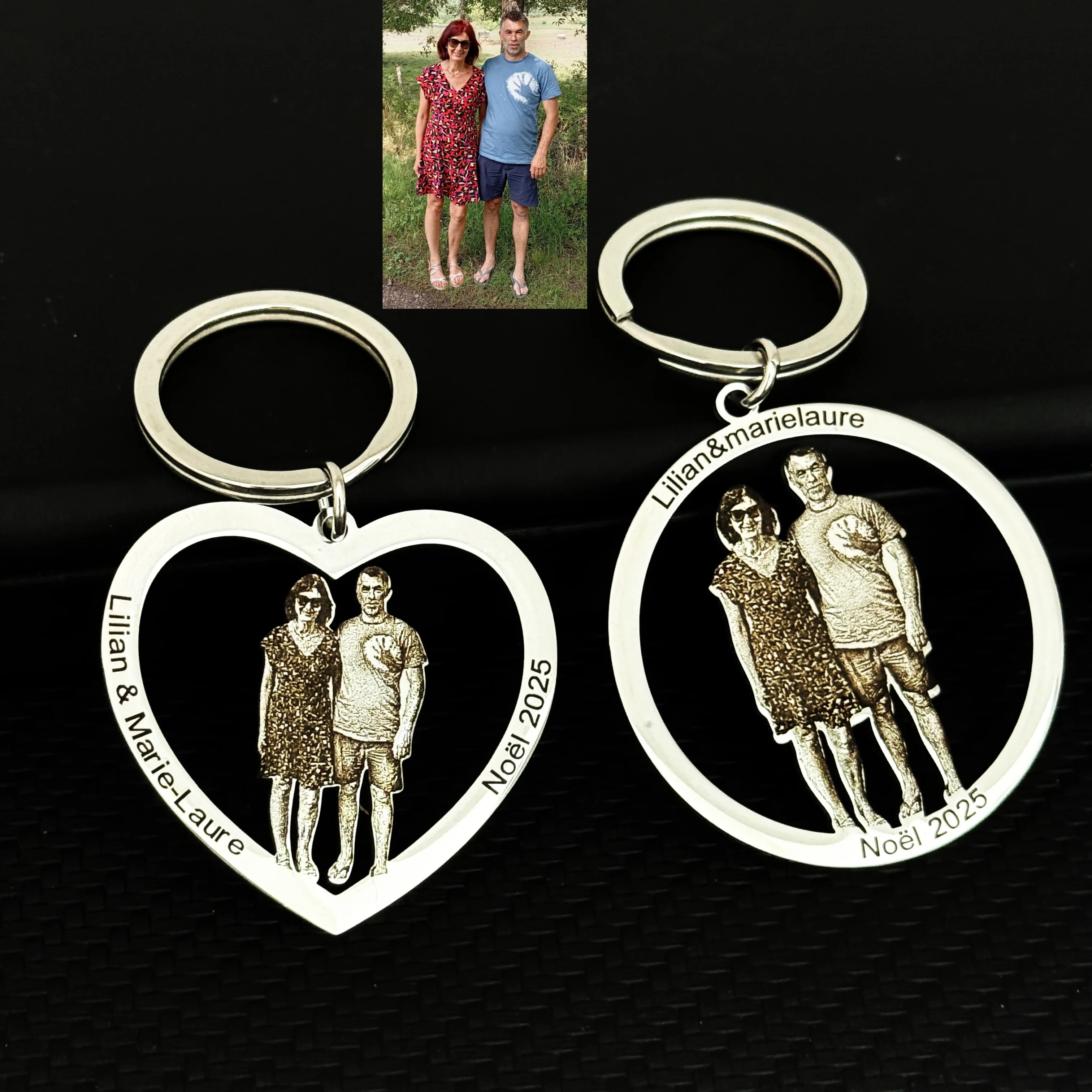 Personalized Laser Engraved Pendant Keychain Stainless Steel Portrait Woman Man Keychain unique original gift