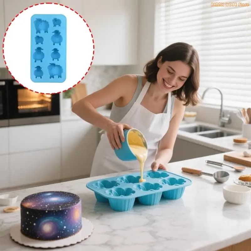 Stampi in silicone per vassoio ghiaccio flessibile a forma pecora K1AE per decorazioni cottura dolci fai-da-te