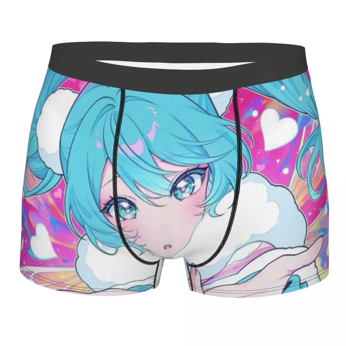 Pantaloncini boxer Hatsune Miku da uomo Mutande intimi lisci