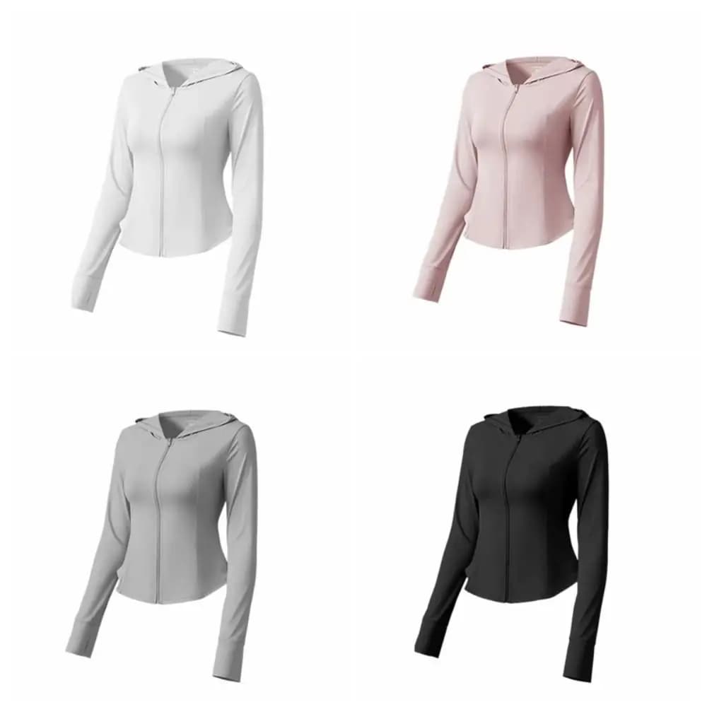 Anti UV Summer Sunscreen Hoodie Long Sleeve Shirt Quick Dry Jacket Women Solid Color Thin Sun Protection Coats Ladies Girls