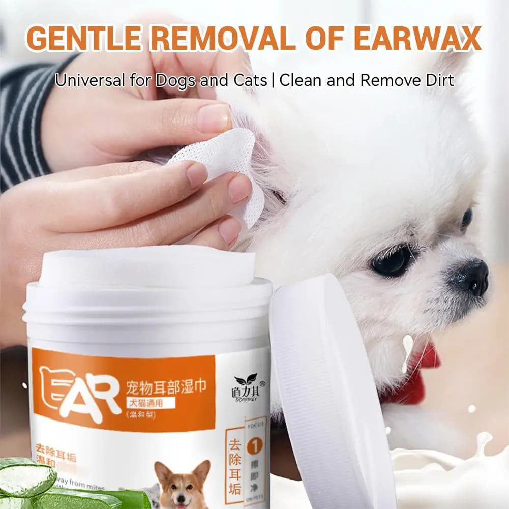 130-Count Pet Cleaning Wipes Non-woven Fabric Pet Eye Wash Pads Pet Towel Pet Wipes for Dogs and Cats Ear Cleaning Wipes