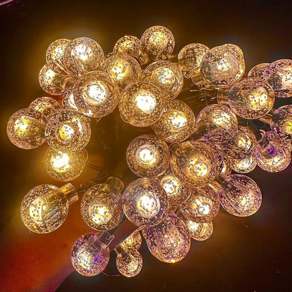 Stringa LED Fata Luce 10M Sfera di cristallo a bolle Lampada da esterno Lampadine Ghirlanda Decorazione Giardino impermeabile Natale