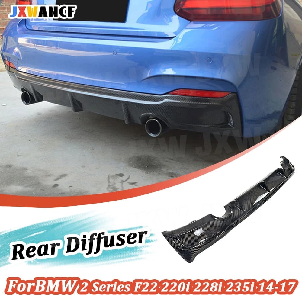 JXWANCF Carbon Fiber/FRP Rear Bumper Lip Spoiler For BMW F22 M Sport M235i 240i 220i 2013-2018 E Style Two Outlet Diffuser