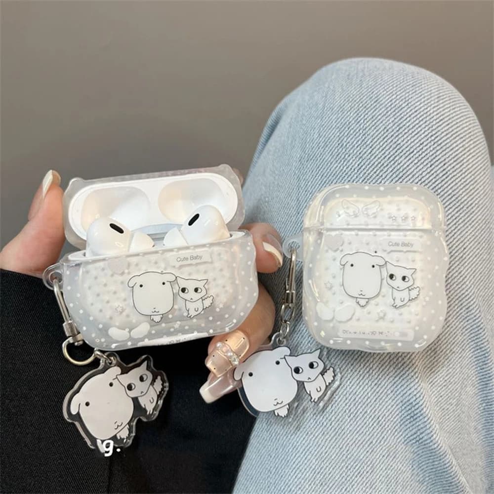 Cute Puppy Polka Dots Clear Soft TPU Earphone Case For Airpods 1 2 3 4 Pro Pro2 Pro3 Shockproof Accessories Airpods Case Cover