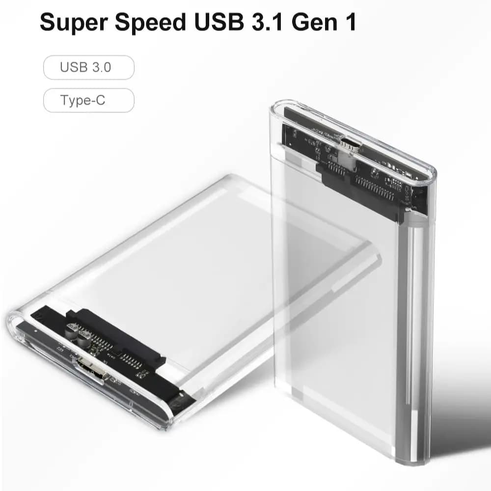 TISHRIC Transparent External Hard Drive Enclosure 2.5 Inch Hard Disk Case HDD SSD Sata To Usb 3.0/Type C Adapter Box For Gaming