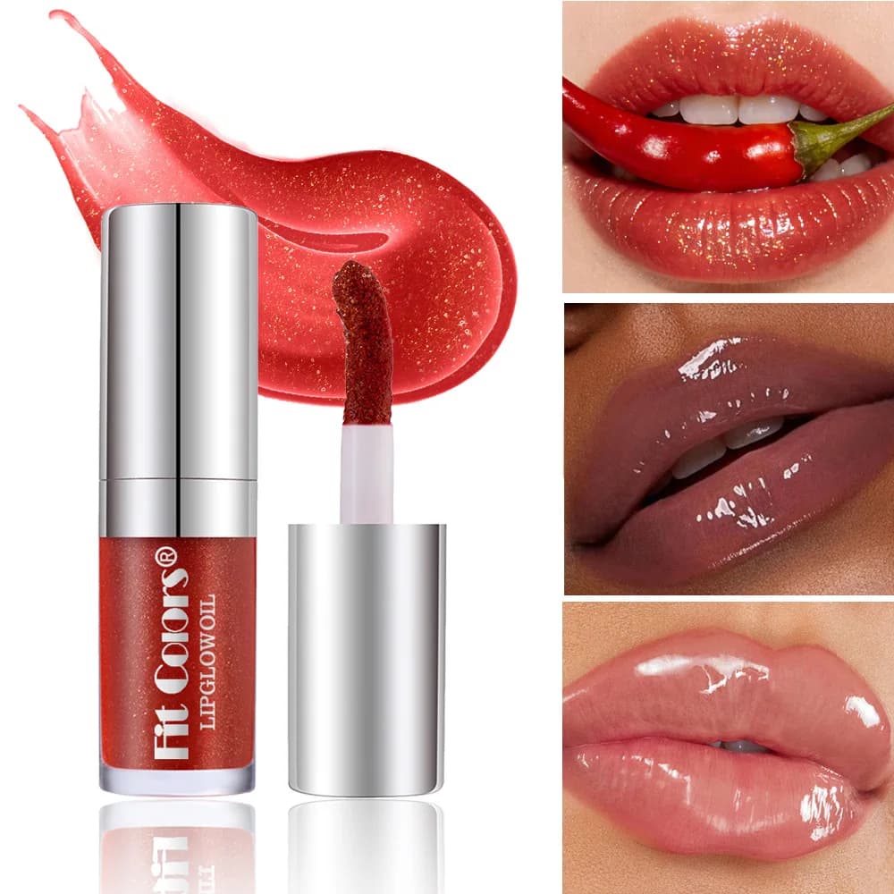 Lucidalabbra Idratante Effetto Perla Olio Labbra Volumizzante allo Zenzero Cura Labbra Pennello Grande Colorato per Trucco Quotidiano Donna