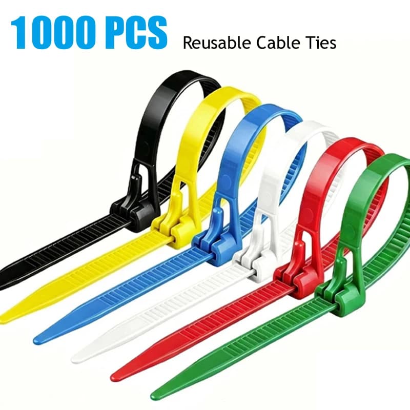Recyclable Cable Lock Loop Cable Ties NEW 50/100/300/1000PCS Mixed Colours Black Nylon Ties Reusable Cable Ties