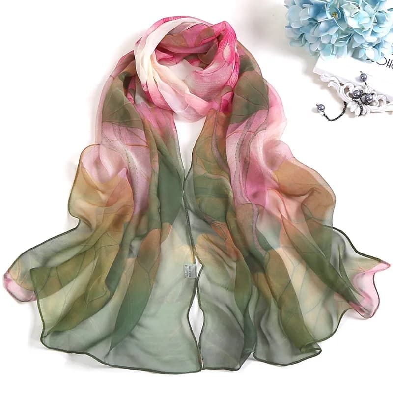 RUNMEIFA 2023 New Way Spring/Summer Women Print Floral Beach Silk Scarf Women Long Wrap Beach Solar Protection Hijab
