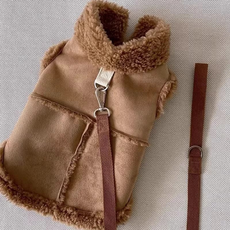 2026 New Cozy Warm Dog Winter Vest, Stylish Suede Pet Jacket with Harness