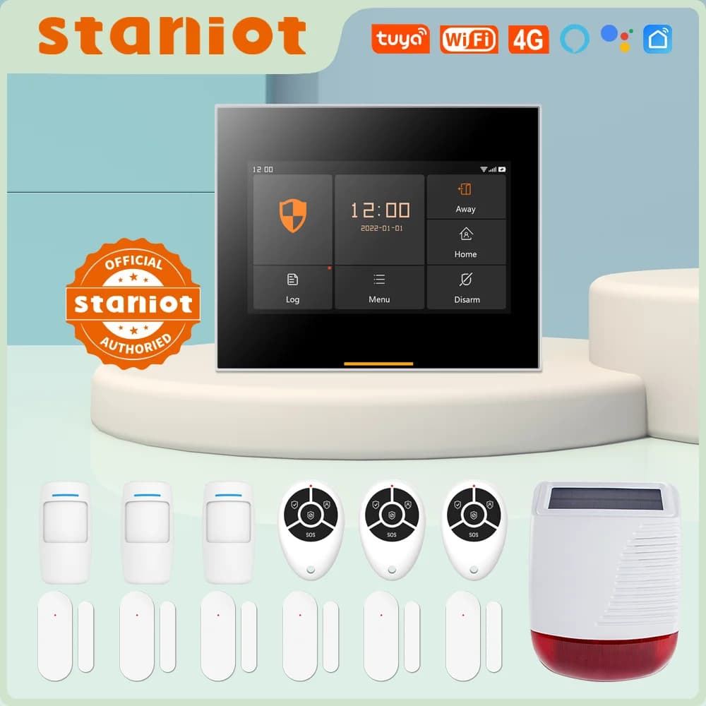 Ostaniot Wireless 4G Sistema di allarme di sicurezza domestica 433 MHz Smart WiFi Allarme antifurto con supporto per sirena solare Tuya 200 accessori
