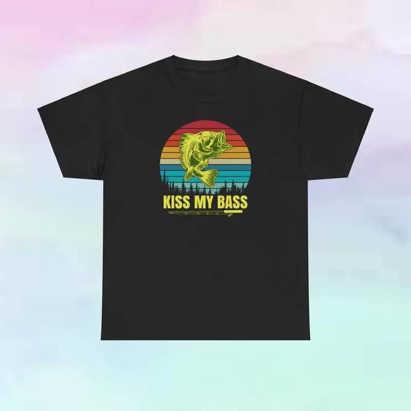Kiss My Bass Fishing T Shirt S 5XL Divertente pescatore all'aperto