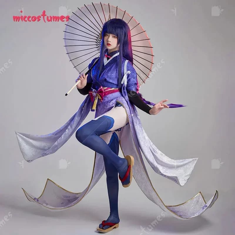 CyWomen Raiden Cosplay Body con ritaglio in vita con orecchini Guanti Raiden per costume cosplay di Halloween