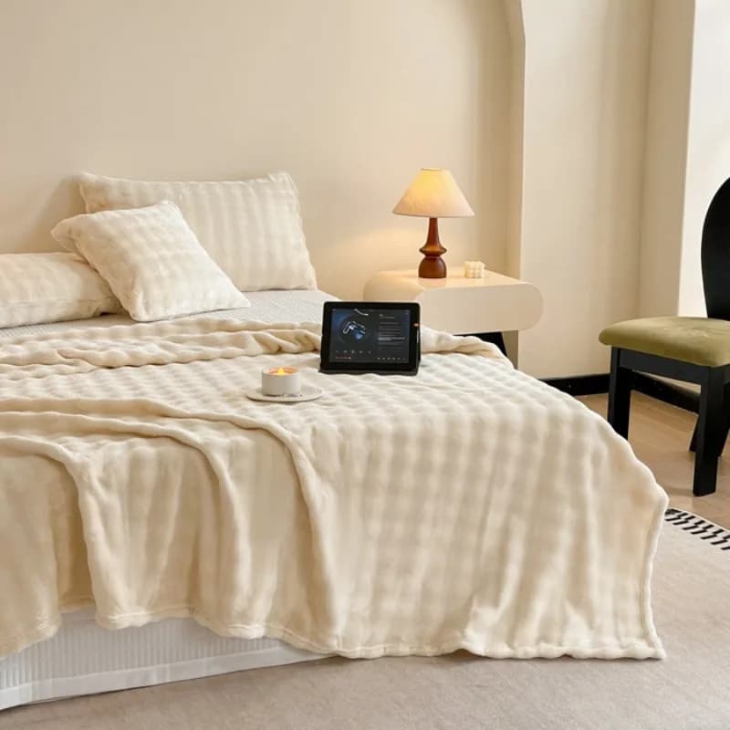 1 coperta in pelliccia di coniglio sintetica per letto, coperte da letto spesse e calde, coperte decorative morbide e accoglienti per la camera da letto