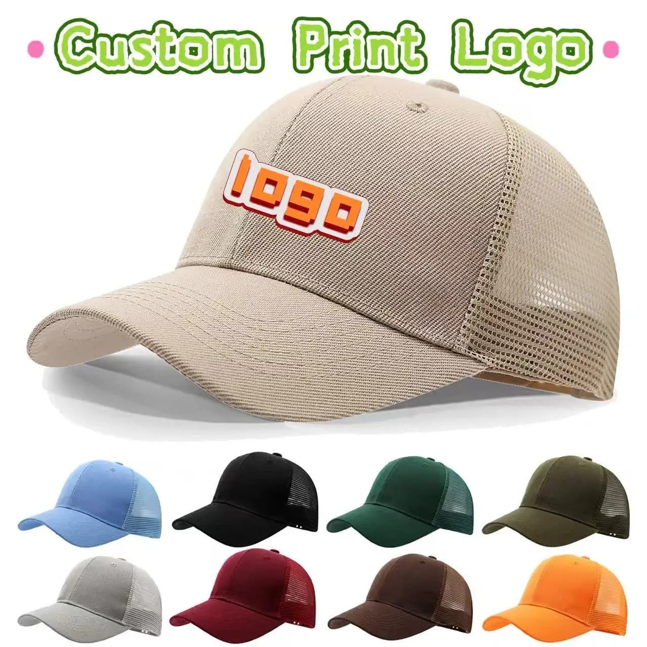 Customized Printed Logo Six Piece Mao Qing Mesh Caps Men's And Women's Versatile Sun Protection And Sun Shading Baseball Hats