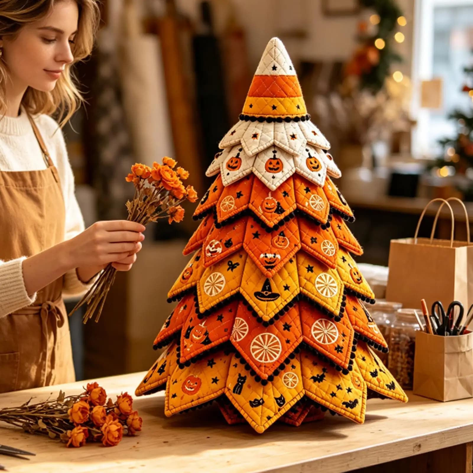Christmas Tree DIY Kit Beginners Precut Fabric Sewing Set Adults Christmas Tree Sewing Kit For Home Hobby Studio Office Travel