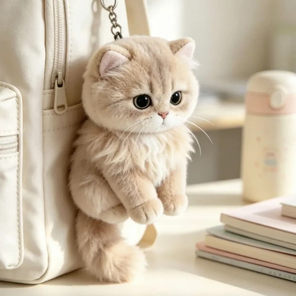 Cute Design Soft Cat Keychain Simulation Cat Cat PP Cotton Filling 15cm Cat Bag Pendant Birthday Gift