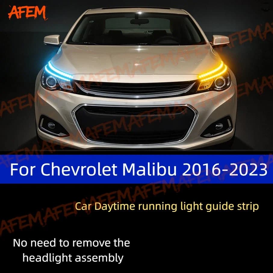 2Pcs 12V Led Guide Strip Headlight For Car Daytime Running Lights Turn Signal DRL Car Modification For Chevrolet Malibu 16-23