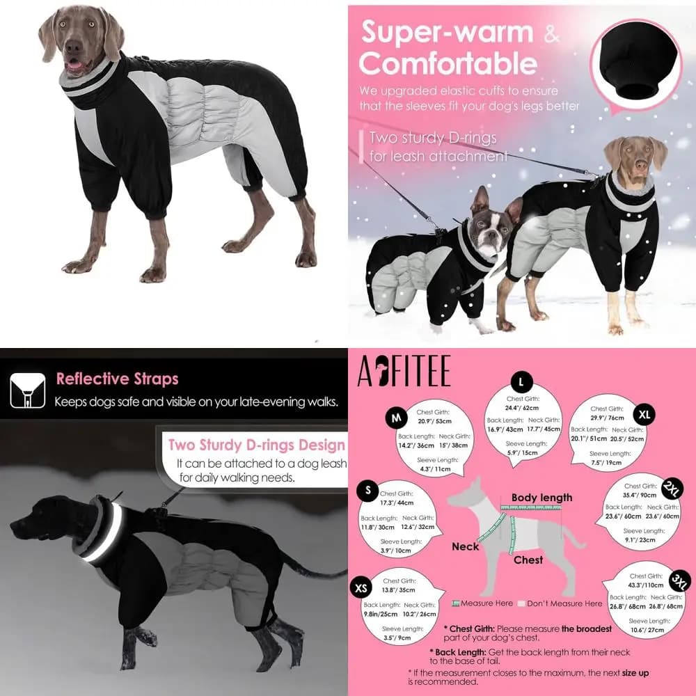 Cappotto Invernale Grande per Cani con Imbracatura Integrata, Collo Alto Riflettente, Pile Integrale, Adatto per Animali Domestici di Piccola e Grande Taglia, XL