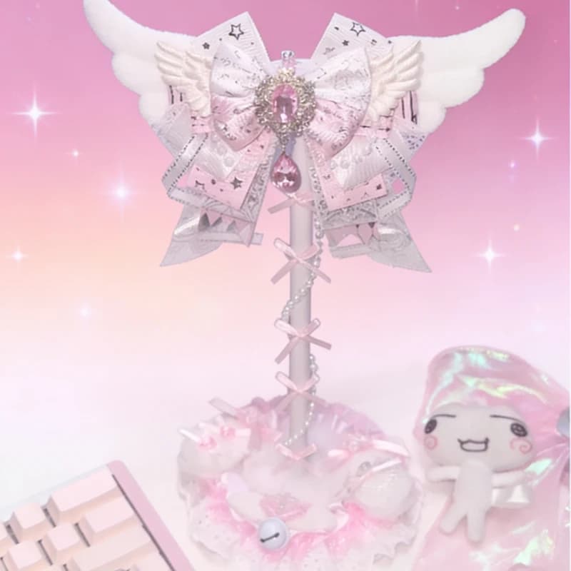 New Support for Angel Shape Headphones, Kawaii Desk Decoration with Custom Pink Lace Clasp for Making Gaming Headphones