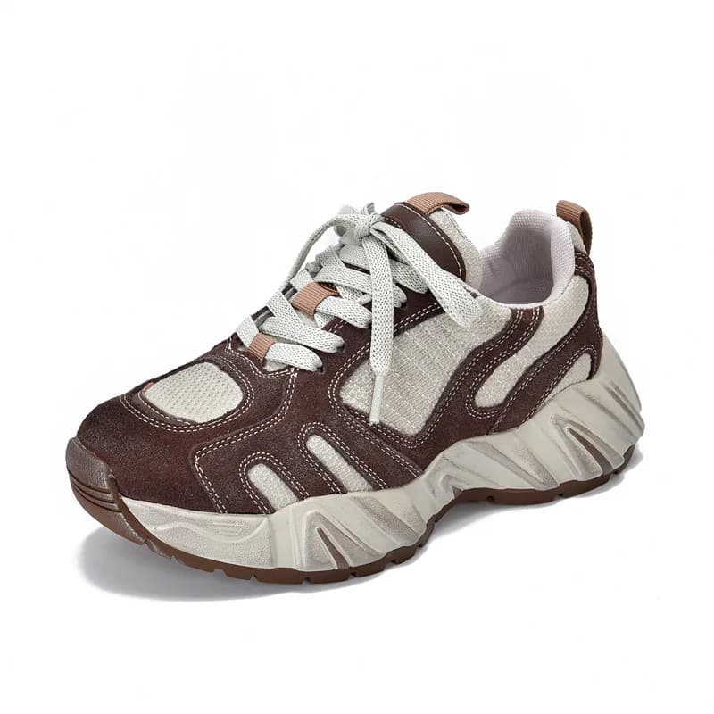 4,5 cm Air Mesh Pelle scamosciata Vera pelle Comoda piattaforma con zeppa Chunky Sneaker Scarpe moda Donna estiva etnica Mary Jane