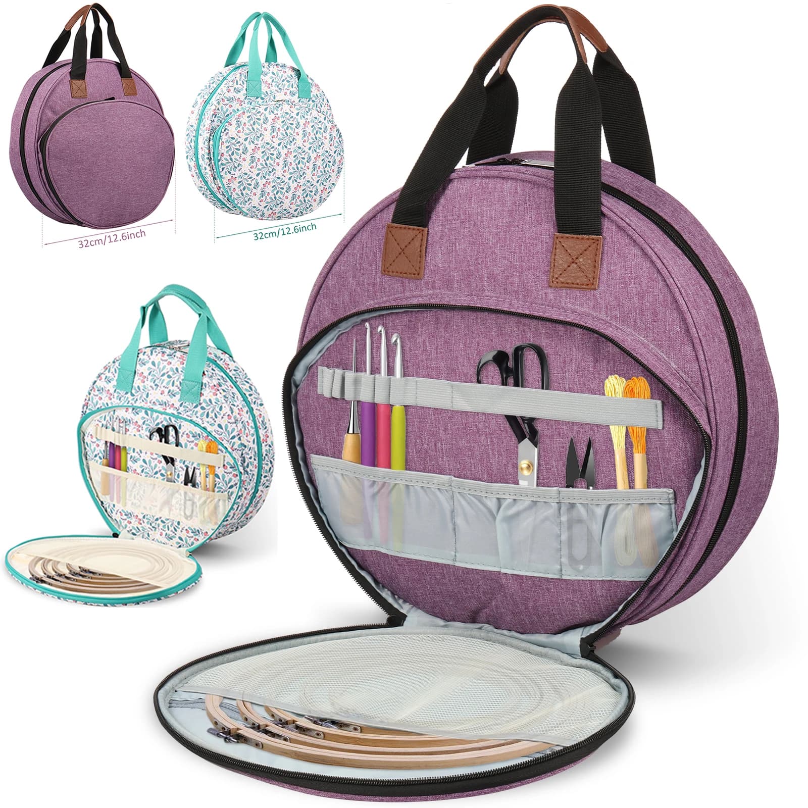 Kit da ricamo Borsa organizer Oxford multistrato per riporre oggetti artigianali per fili a punto croce Accessori per cucire Cerchi Strumenti per cucito