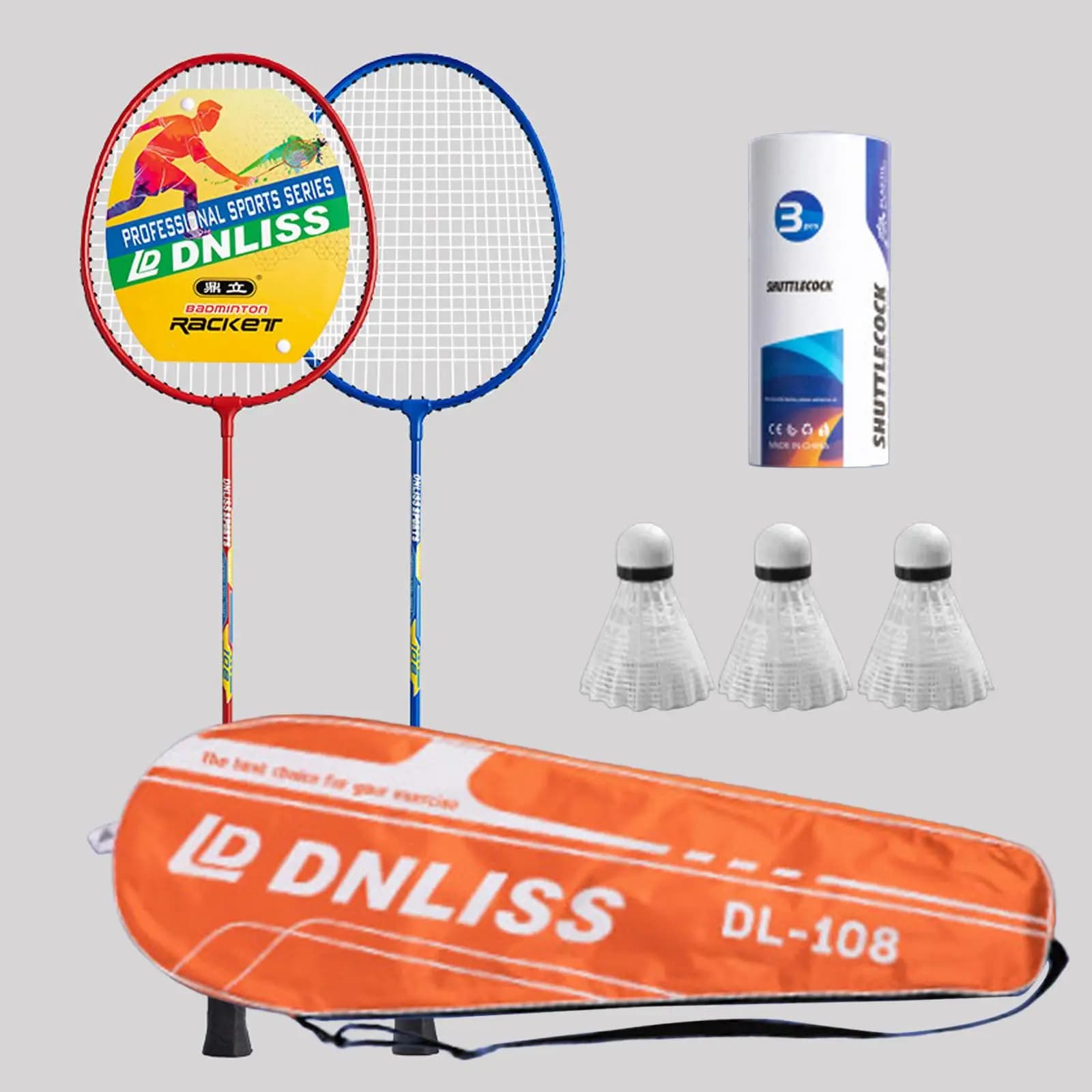 Racchette da badminton professionali Set di 2 racchette da badminton con custodia per 2 giocatori che giocano con racchette da badminton