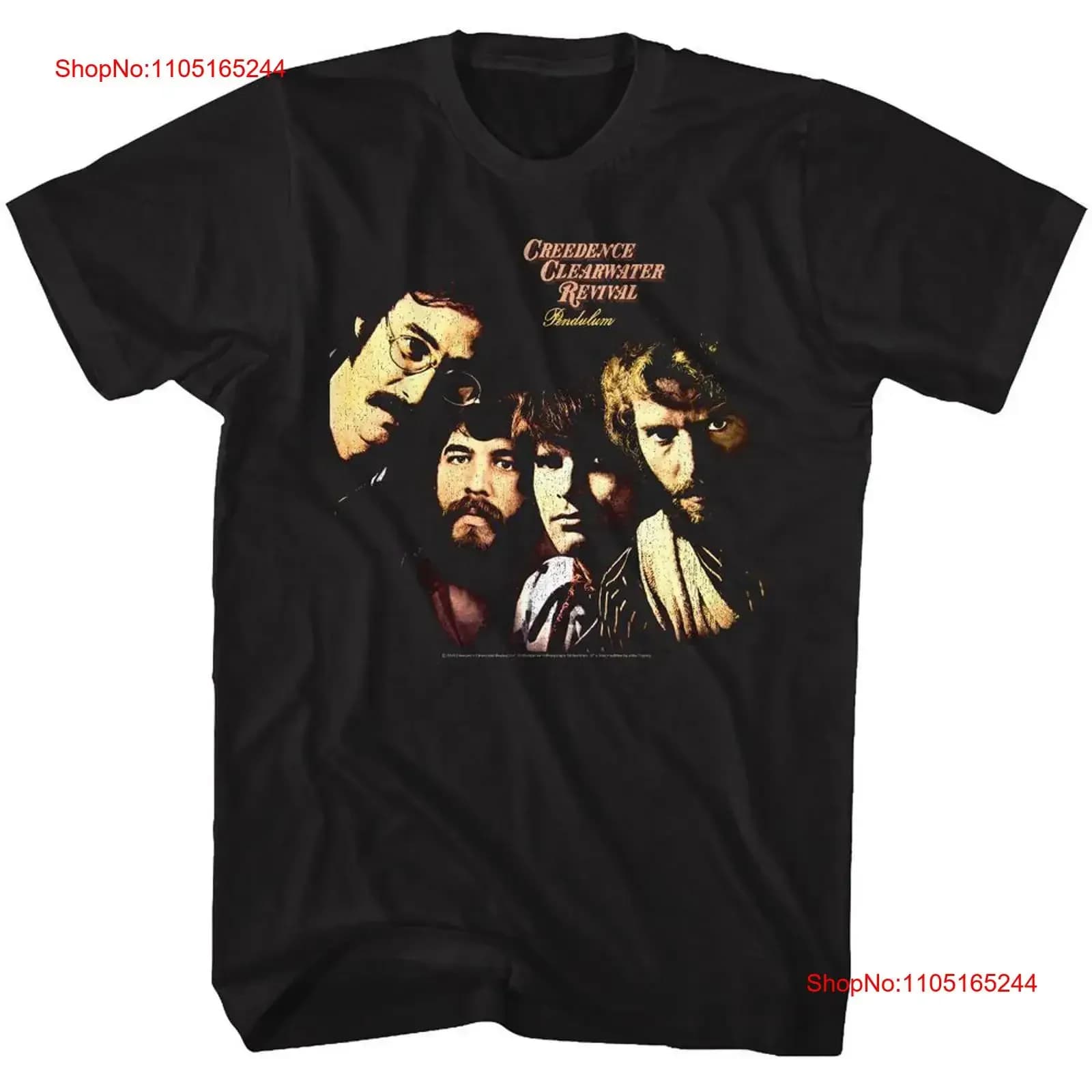 Creedence Clearwater Revival Pendulum Cover Maglietta nera per adulti vintage lavata traspirante allungata Abiti firmati unisex
