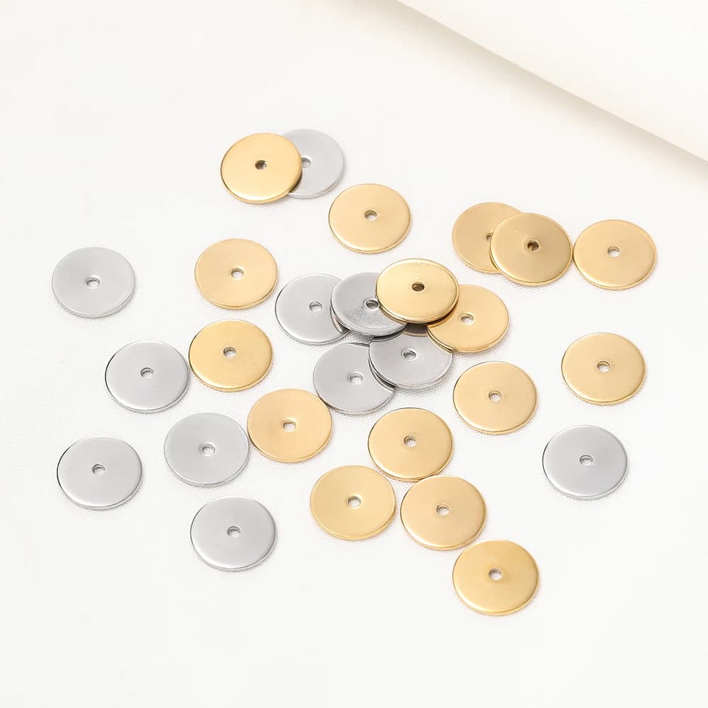 50 Pz/pacco In Acciaio Inox 4/5/6/8/10mm Piatto Rotondo Branelli Allentati Del Distanziatore Per Gioielli FAI DA TE Collana Bracciali Che Fanno Accessori