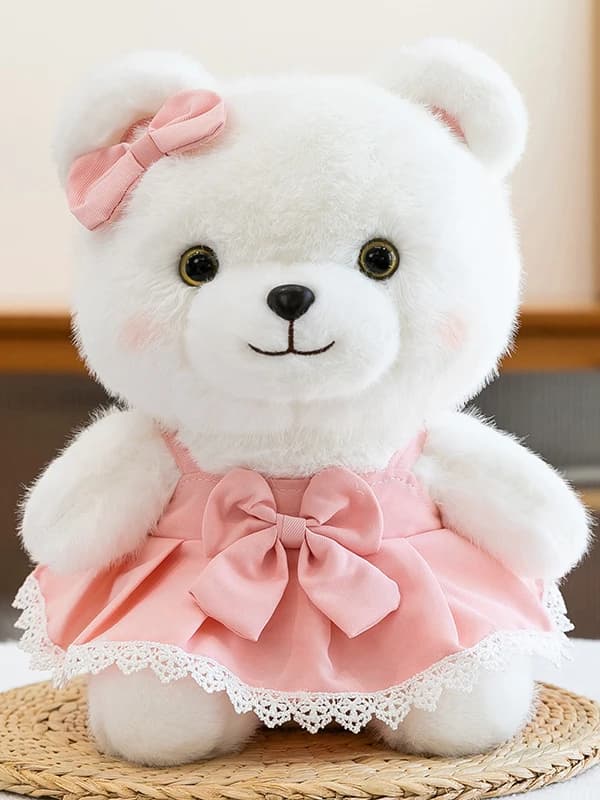 Nuovo Modello Orsetto di Peluche Carino con Gonna, Regalo di Compleanno per Ragazze, Cuscino Animale Imbottito in Morbido Tessuto