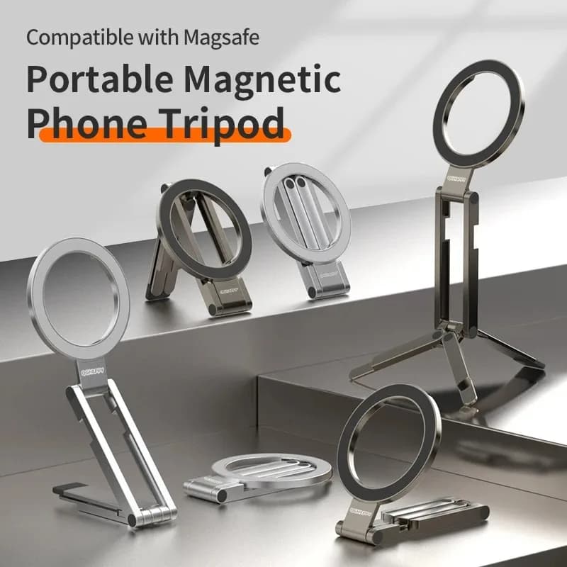 New Mobile Phone Tripod Magentic Holder for Magsafe Desktop Adjustable Stand for iPhone 16 17 Pro Samsung Folding Magnet Support