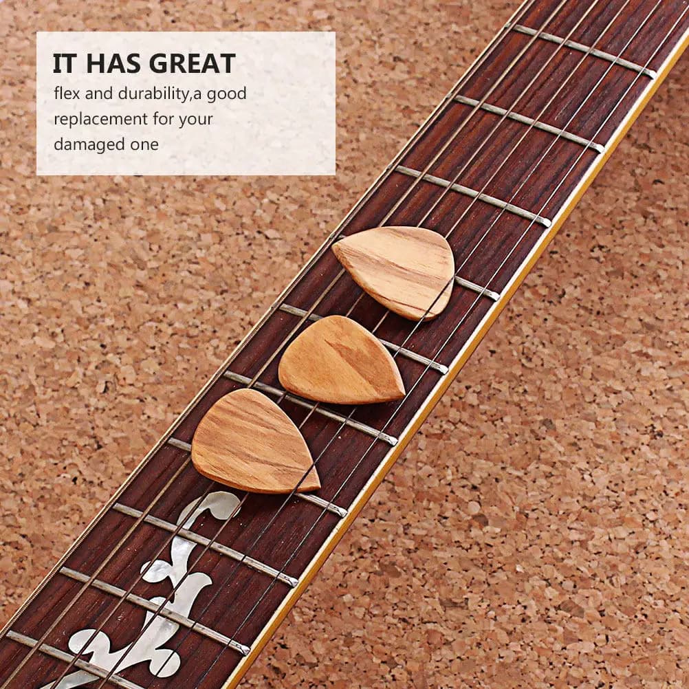 3Pcs Wood Guitar Plectrum Wooden Pick for Nylon String Guitar Ukulele Comfort Grip Easy Strings Eco Friendly Natural