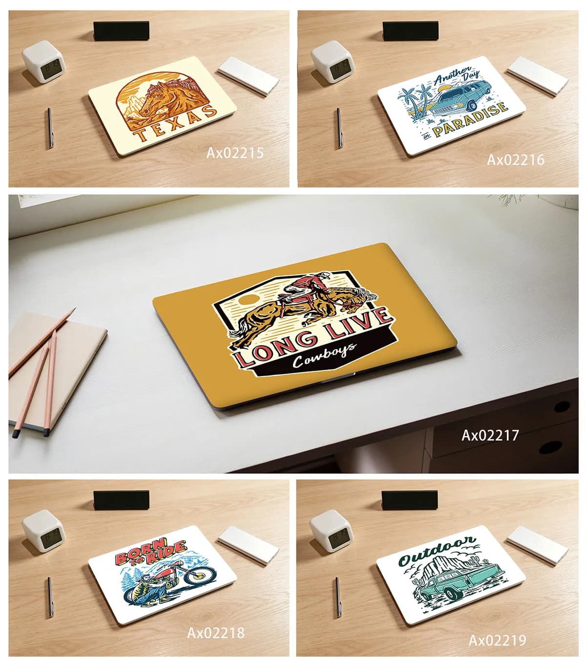 Vintage Western Texas Cowboy Motorcycle Desert Truck Anti Scratch Protective Laptop Skin Sticker for Notebook/MacBook Crafts