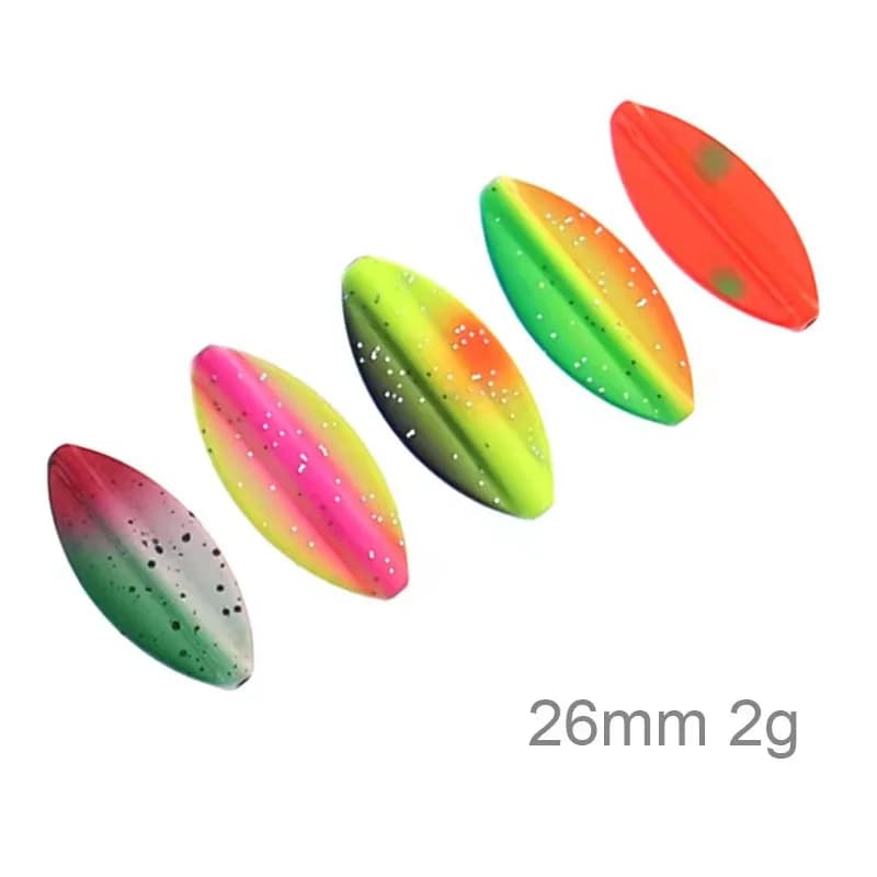Cucchiaio da pesca in metallo 2g 26mm cucchiaio in linea colori UV esche da pesca alla trota lento Wobbling esca artificiale artificiale d'acqua dolce