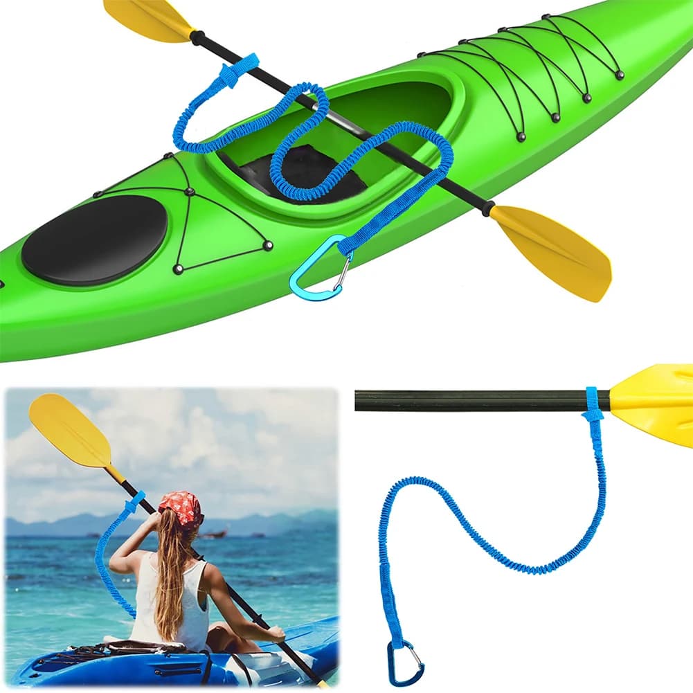 4~1PCS Kayak Paddle Leash Adjustable Stretchable Strap Prevent loss Stretchable Coiled Lanyard Leash for Canoing Fishing Boating