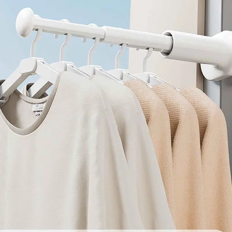 Folding Clothes Drying Rack Window Clothes Bar Foldable Clothes Hanger Drying Rack Rod For Hotel Laundry Room Bathroom Bedroom