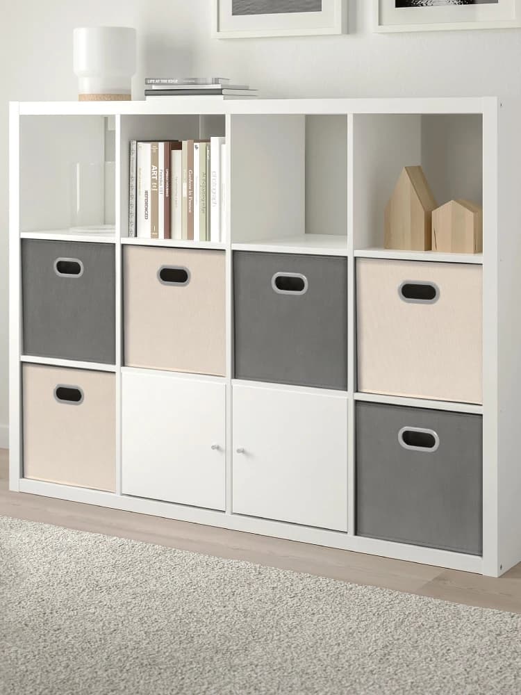 Contenitore portaoggetti a griglia quadrata impilabile per casa e dormitorio, scatola portaoggetti per libreria, cesto organizer per giocattoli e oggetti vari
